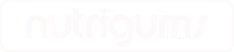 Nutrigums brand logo with stylized lowercase text inside a rounded rectangle border.