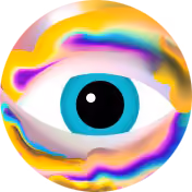 Illustration of a human eye with vibrant, colorful swirling patterns around it.