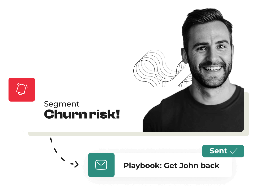 Customer success playbook automatically sending a personalized message to a churn-risk customer segment based on signal triggers
