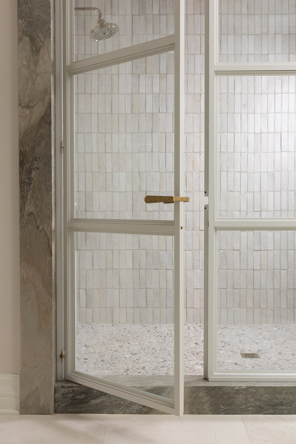 primary bathroom, shower door