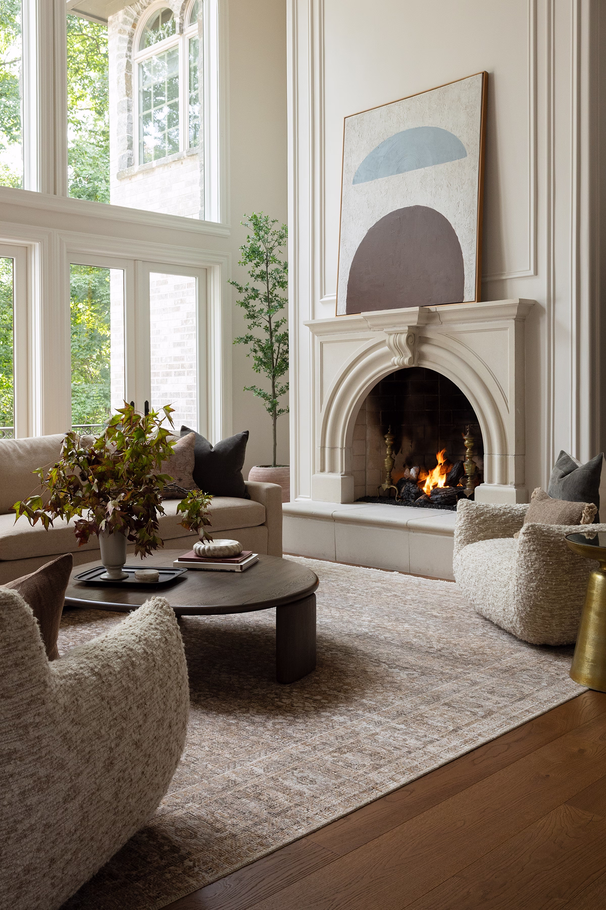 cozy living room fireplace