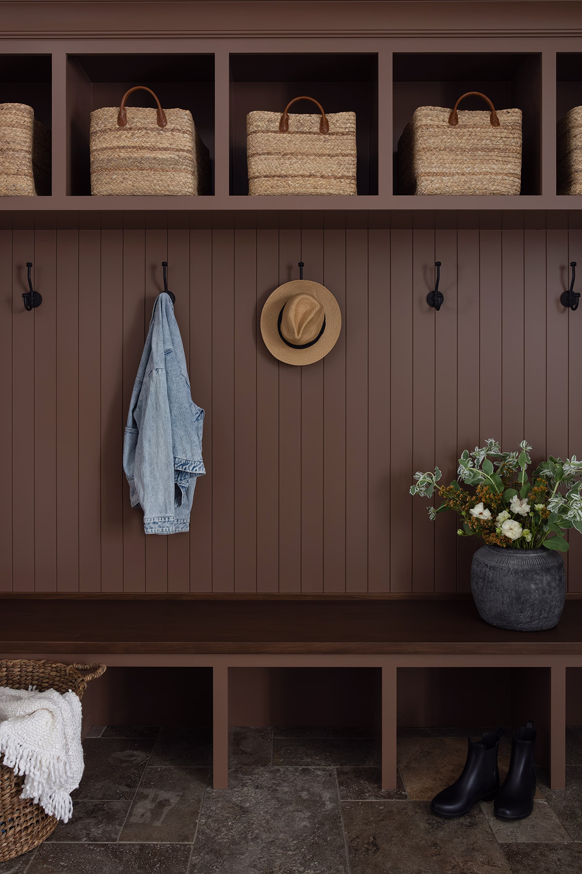 elegant custom mudroom built-in