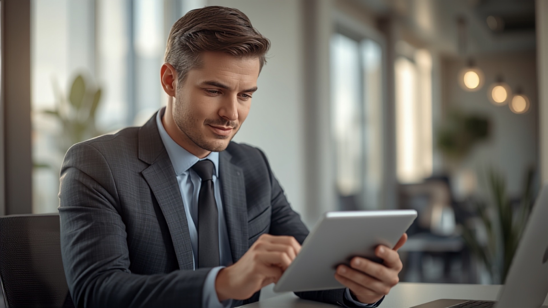 Profesional revisando con calma un checklist en su tablet, preparado para el nuevo sistema