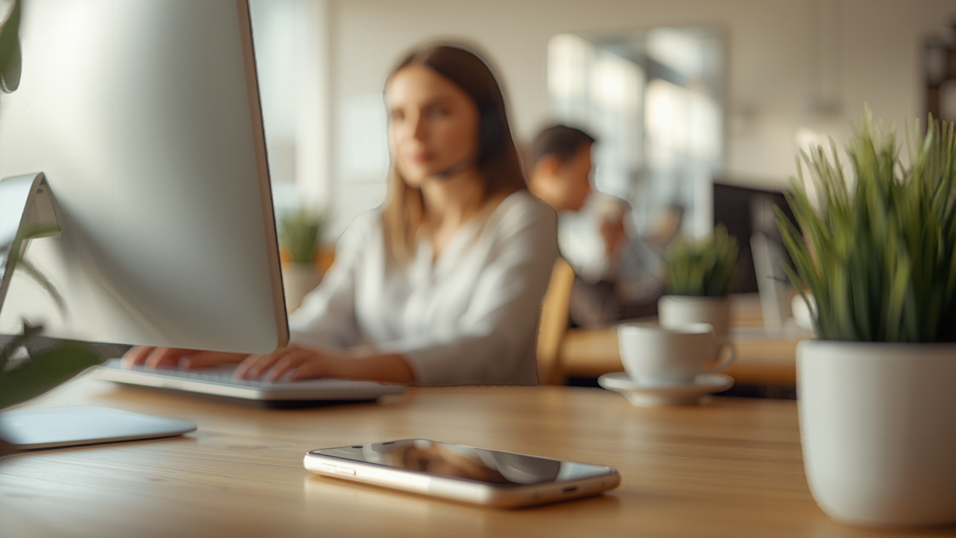 Pequeño equipo de atención al cliente trabajando con calma y la carga bien repartida