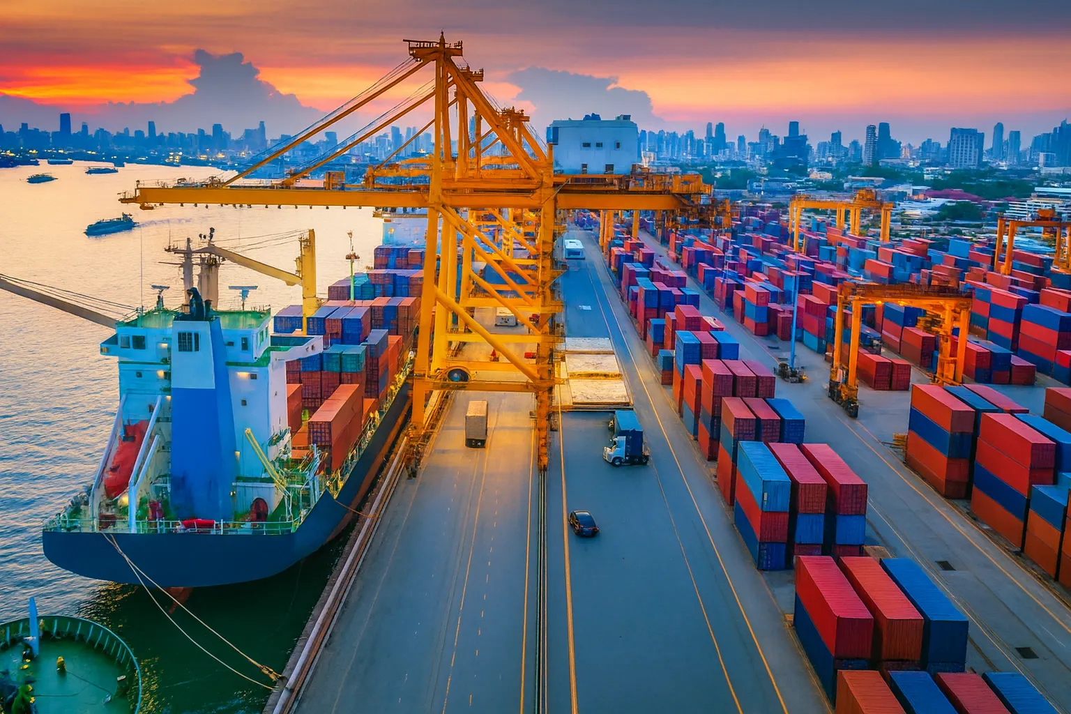 Specialized freight at a shipping dock