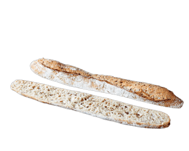 Photo du pain baguette aux graines, produit artisanal de la boulangerie Une Tartine de Bonheur.