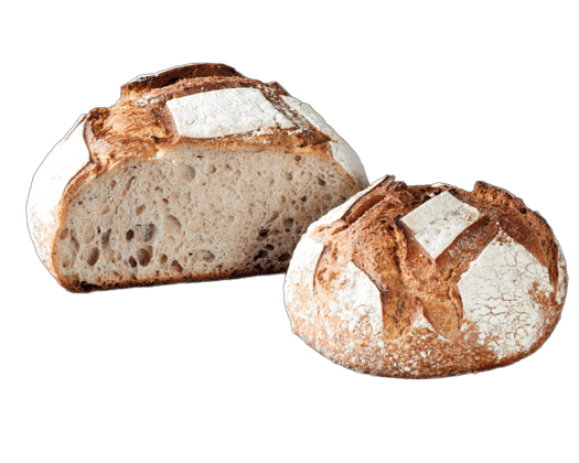 Photo du pain meule et petite meule, produit artisanal de la boulangerie Une Tartine de Bonheur.