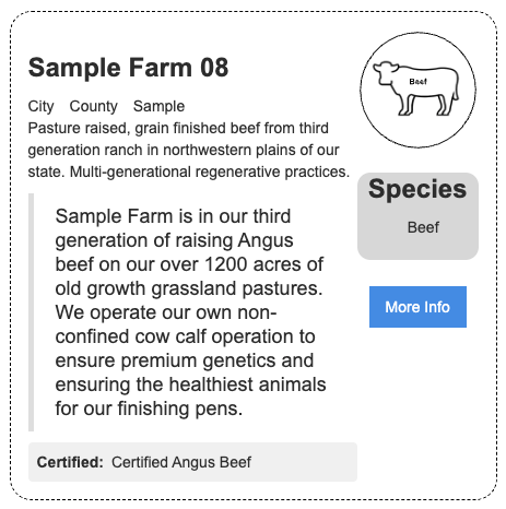Sample Farm Card