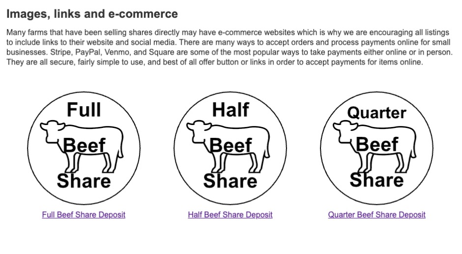 Commerce payment links and images