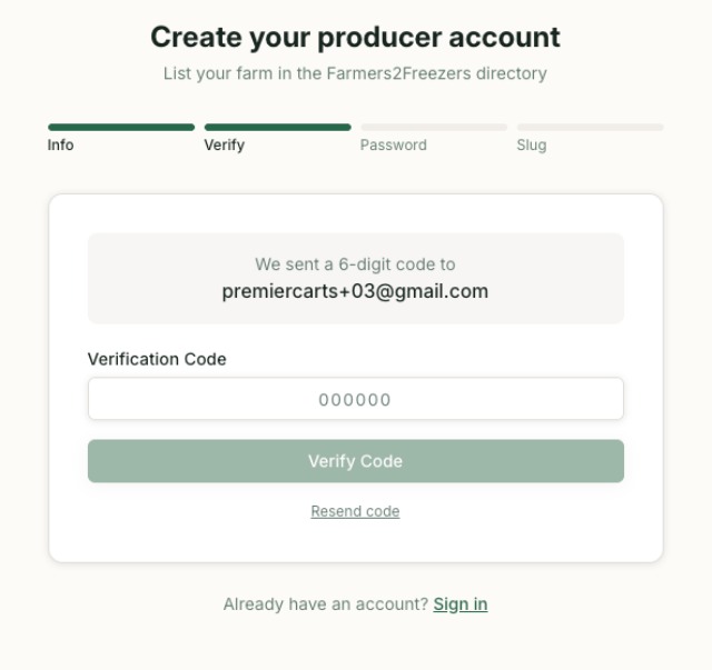 F2F Portal Registration - Step2