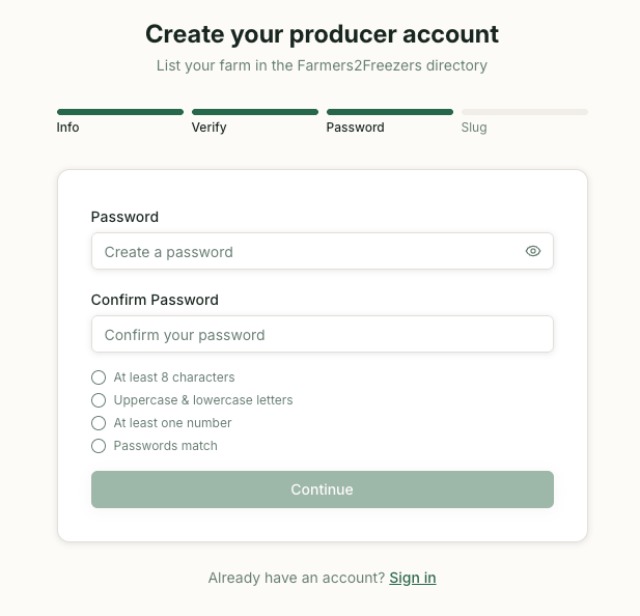 F2F Portal Registration - Step3