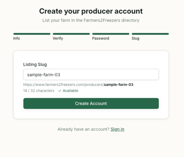 F2F Portal Registration - Step4