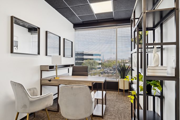 Exterior office with desk and chair