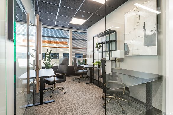window office with multiple desks