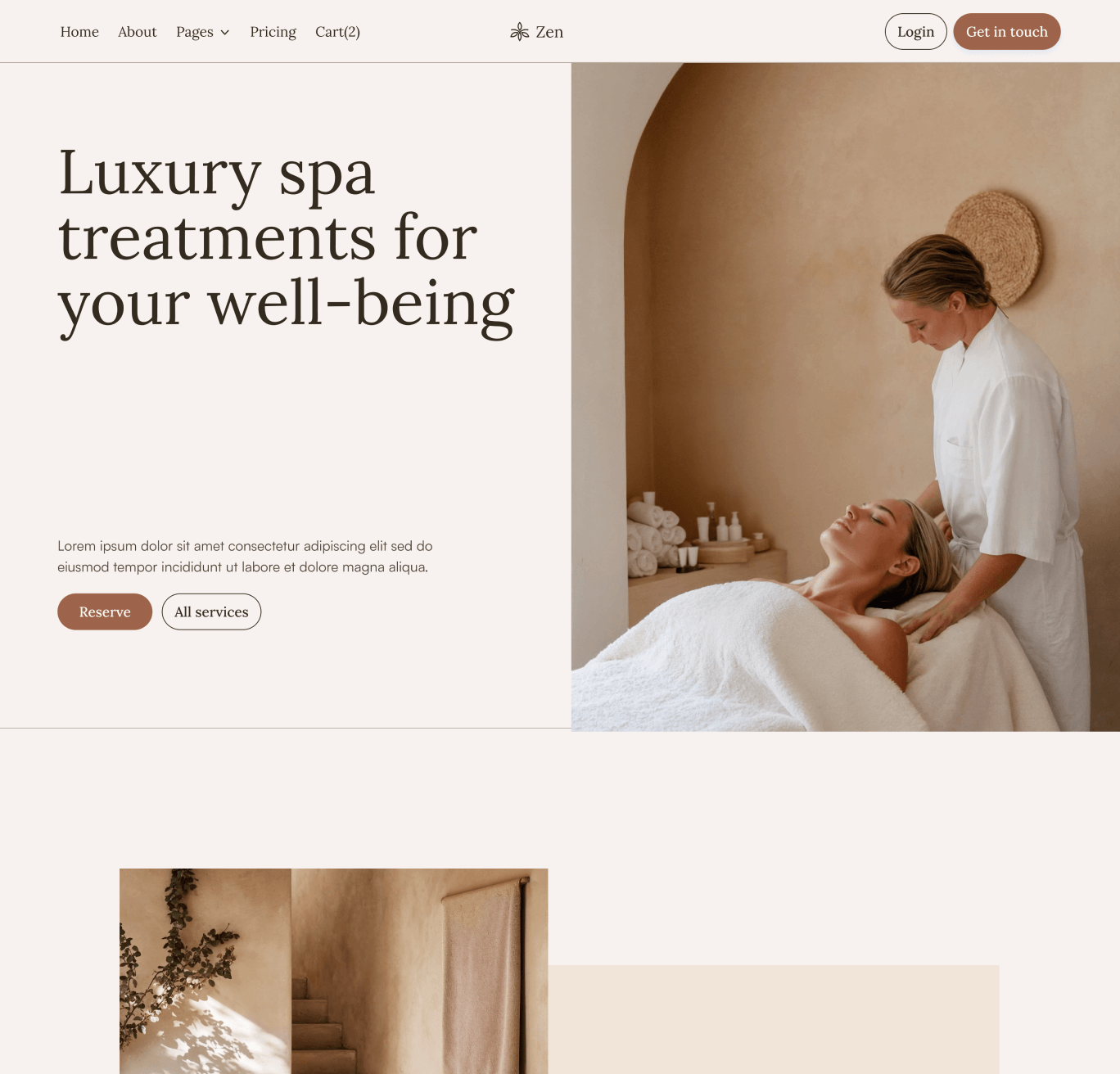 Zen - Home V1 Page - Zen Spa Massage Webflow Template