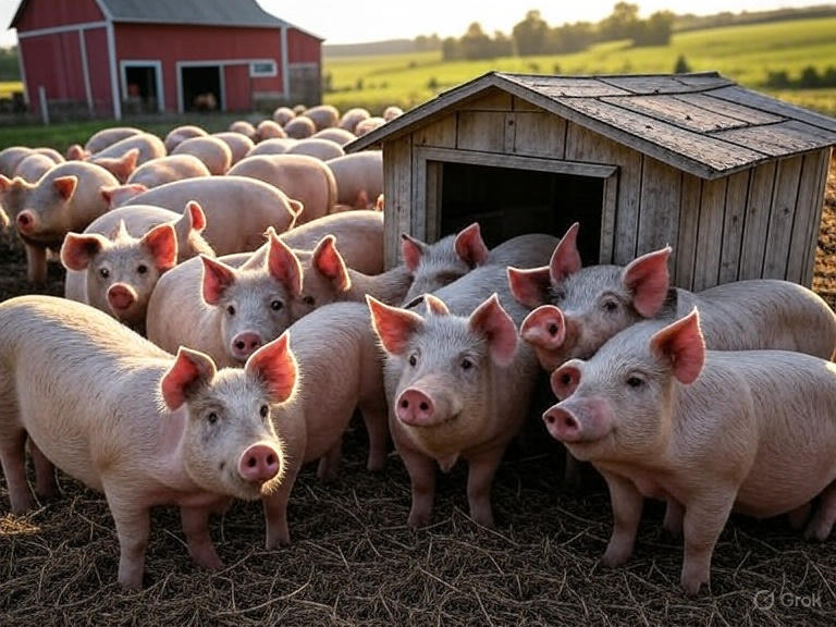 Pigs standing in their pen
