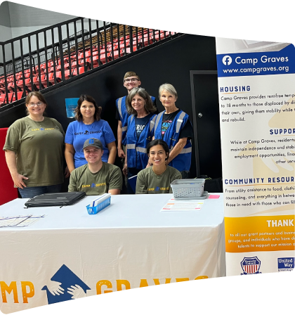 2024 Annual Job, Education, and Community Resource Fair pictured Camp Graves board members, staff, and volunteers.