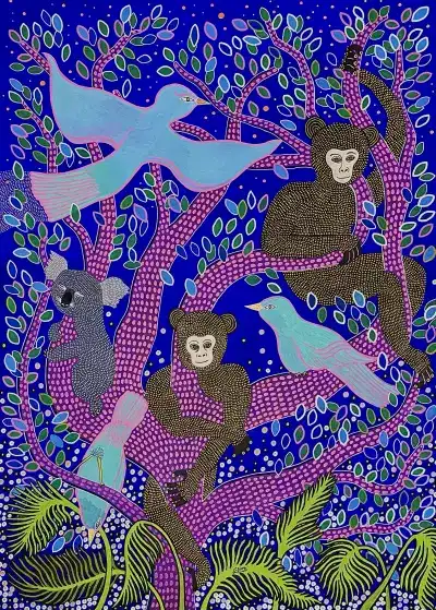 Singe, oiseaux et koala
