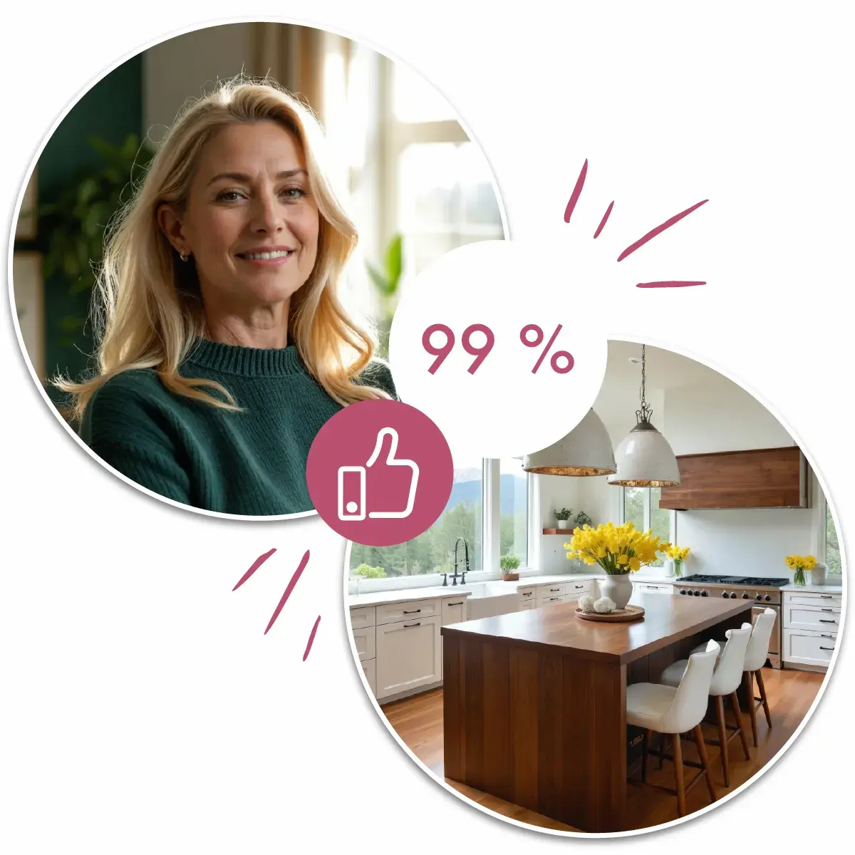 Matching-Illustration Kunde und Immobilie