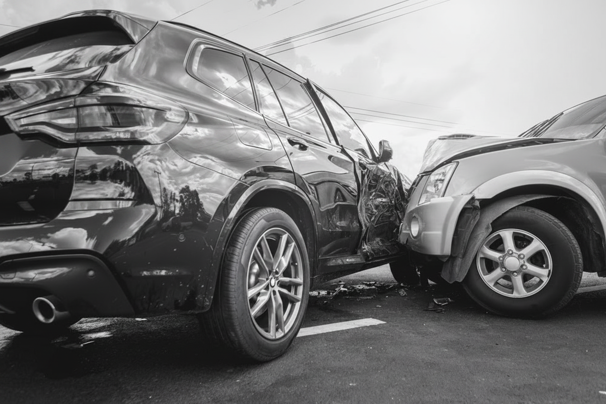 A T-bone car accident on an Oregon road