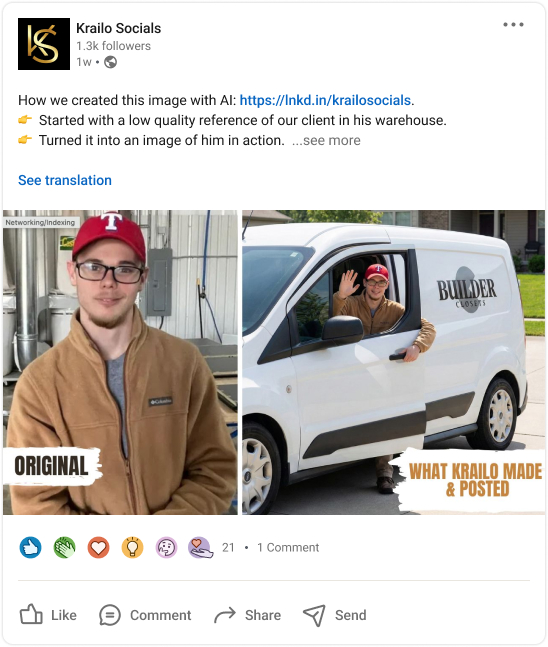 A person in an apron working at a table with bottles and a laptop.