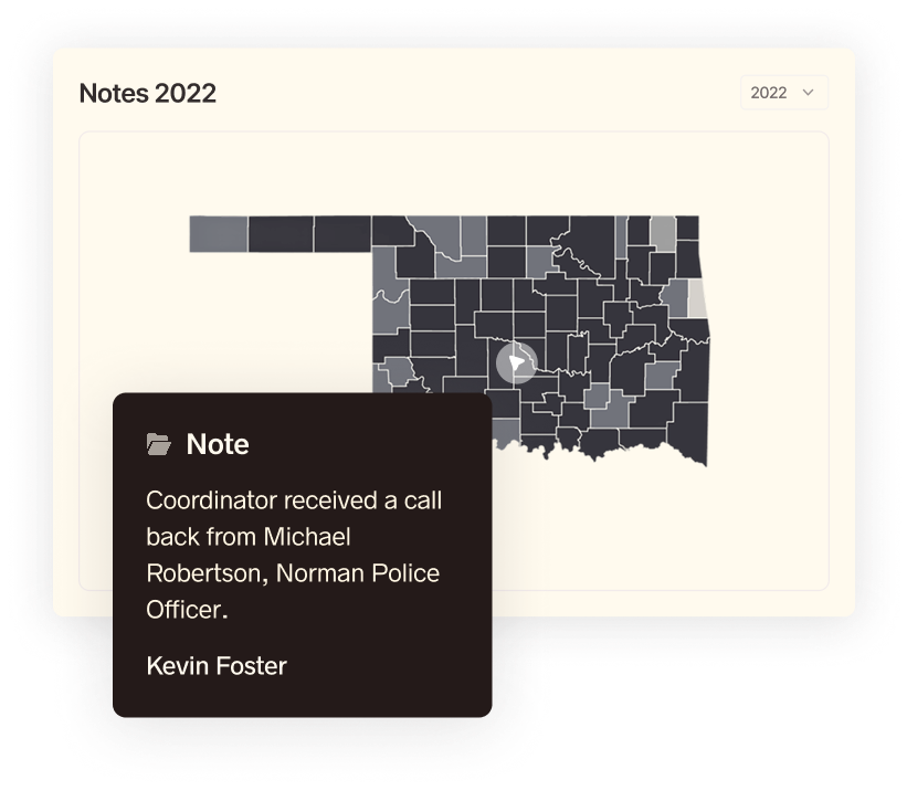 County map with notes