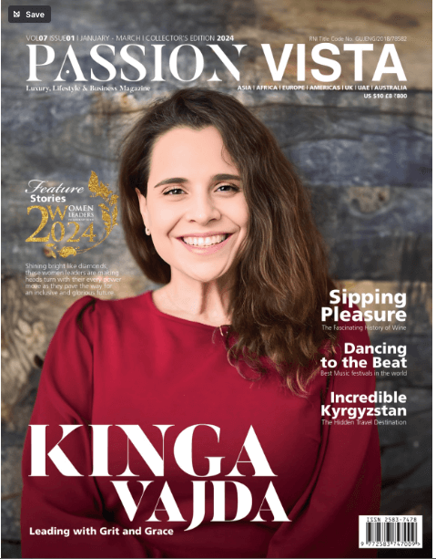 Passion Vista Magazine cover featuring Kinga Vajda as Top 25 Most Inspirational Leaders
