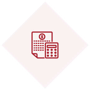 A red icon of documents for receiving an estimate