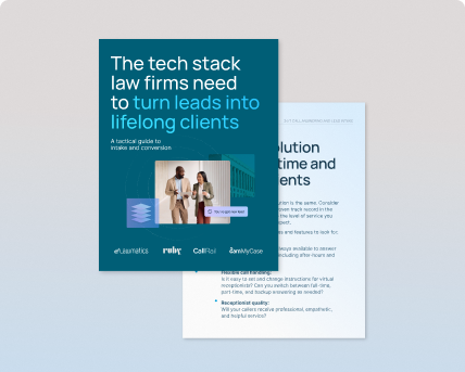 Whitepaper cover: The tech stack law firms need to turn leads into lifelong clients