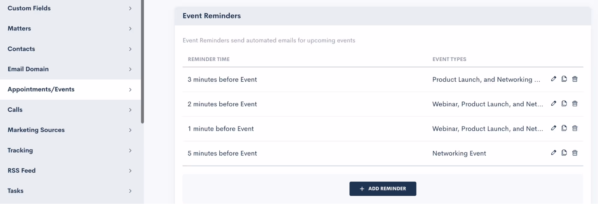 Event reminders