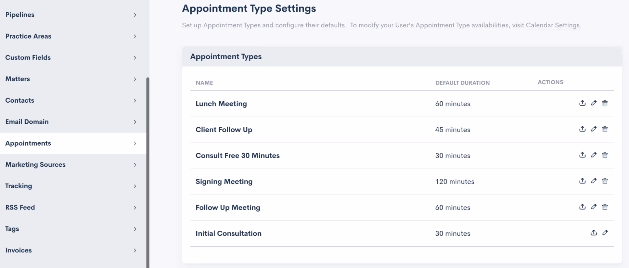 Appointment Settings
