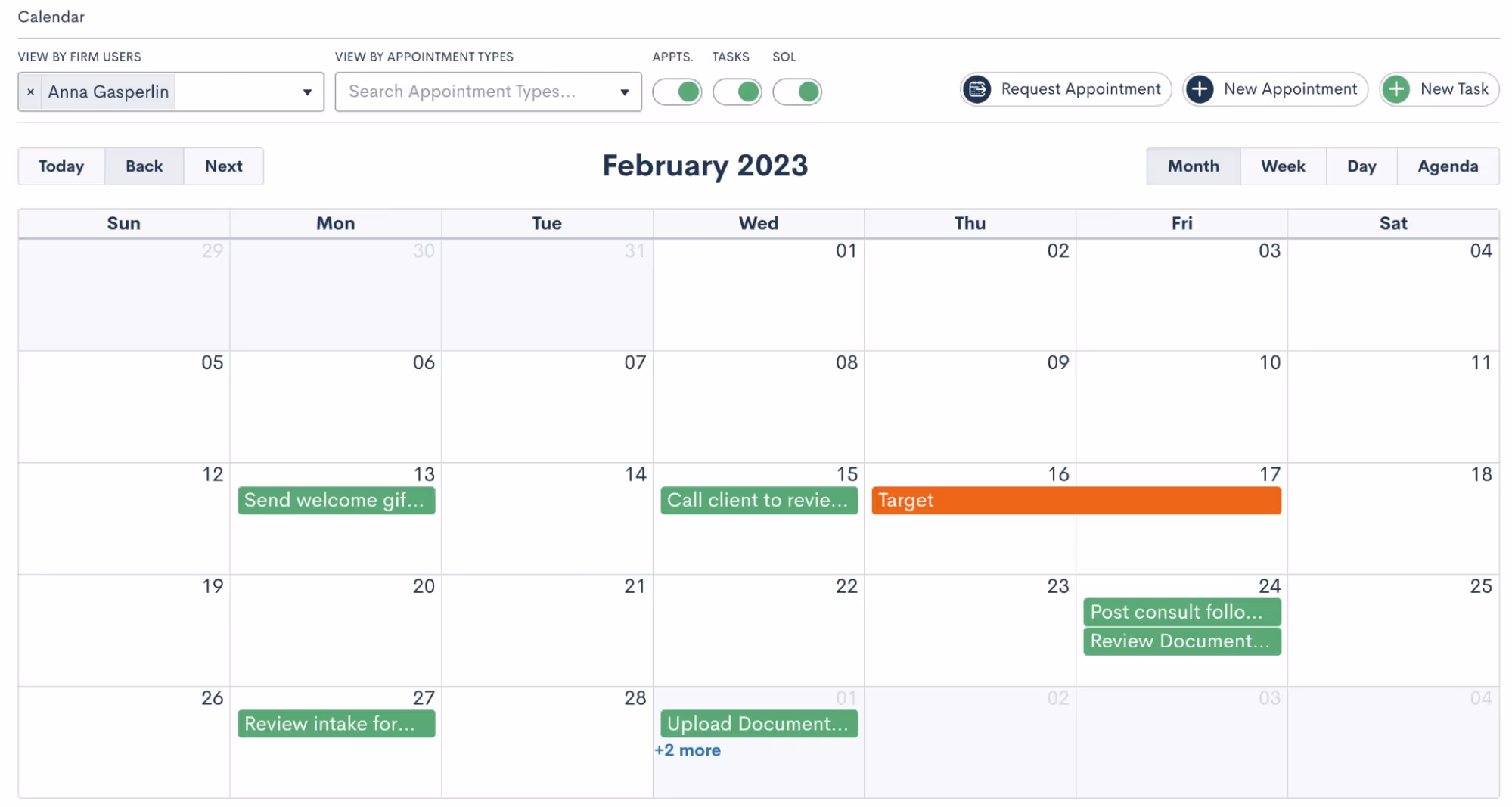 Lawmatics Calendar