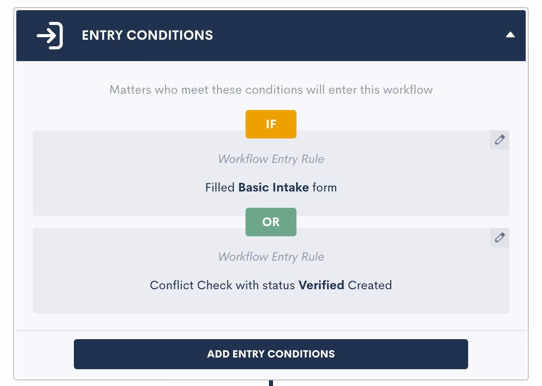 Using multiple entry conditions