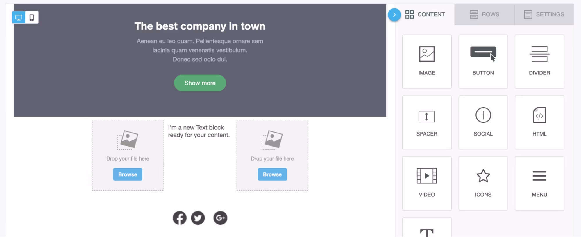 Content can be anything from images, to videos, to text, to buttons