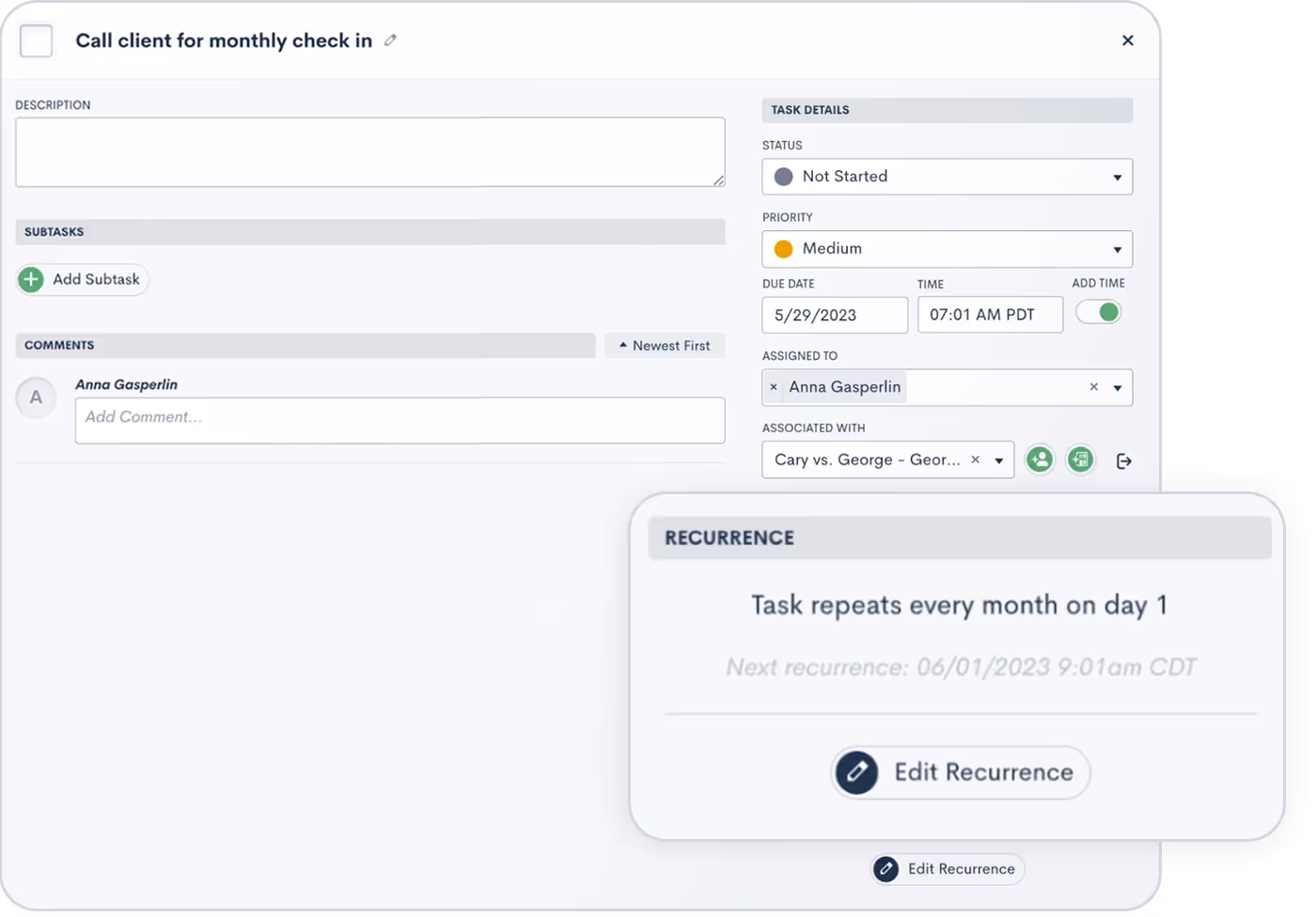 Save time with Recurring Tasks
