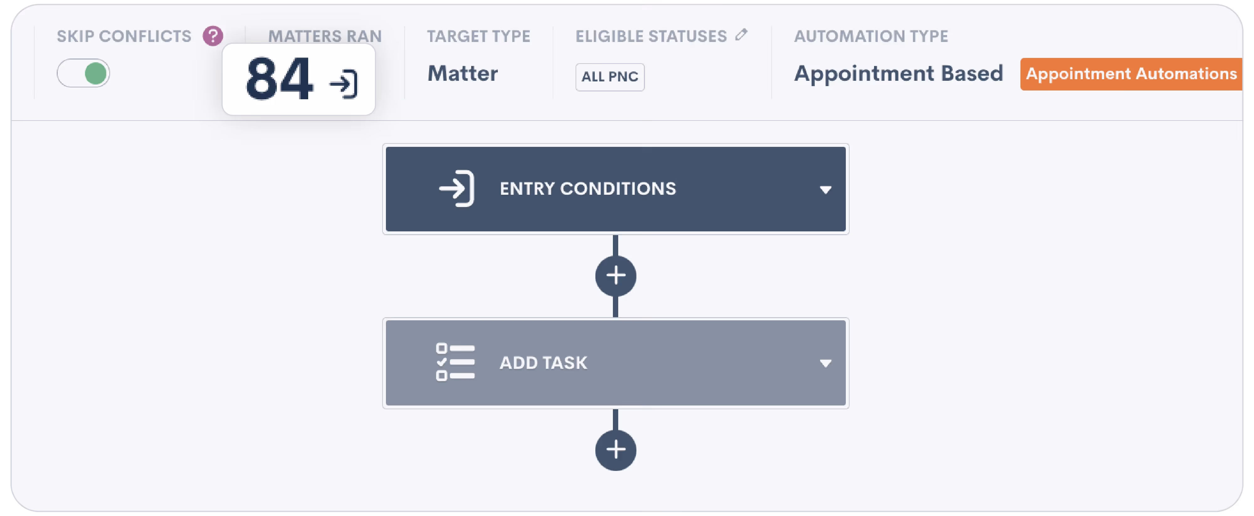Clicking the Matters Ran button