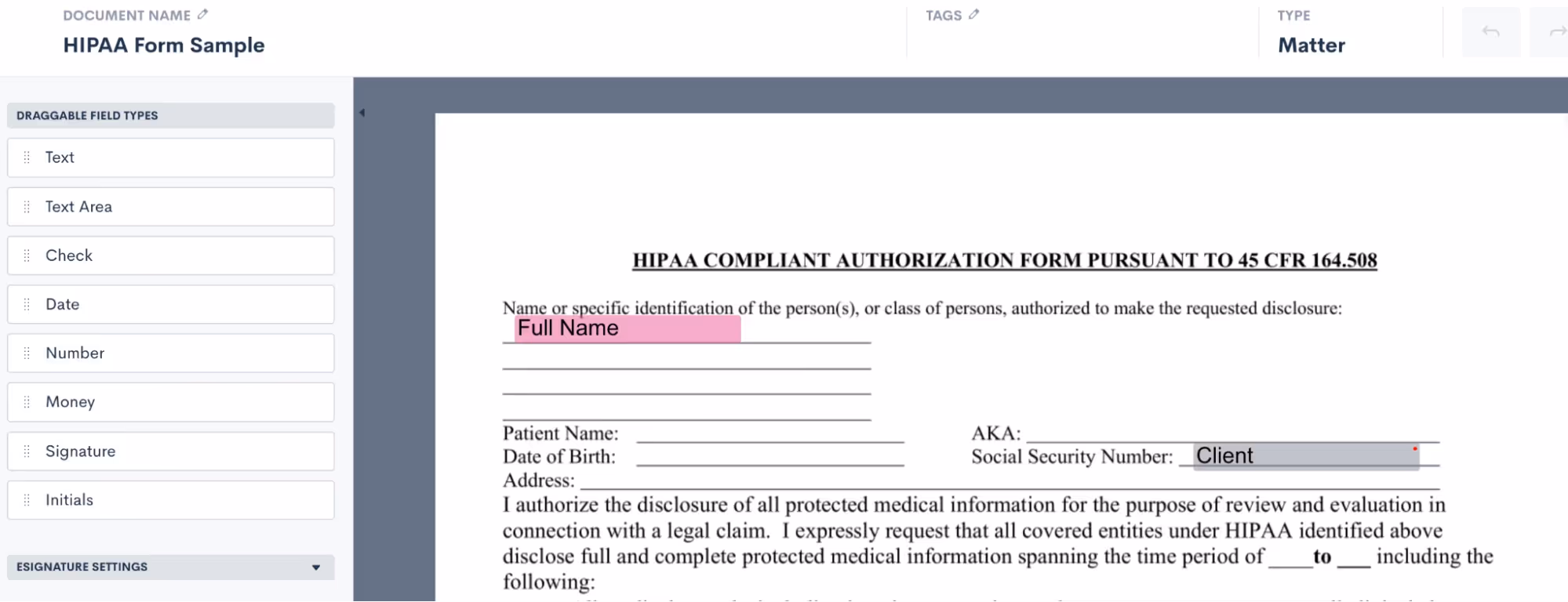 PDF upload esignature