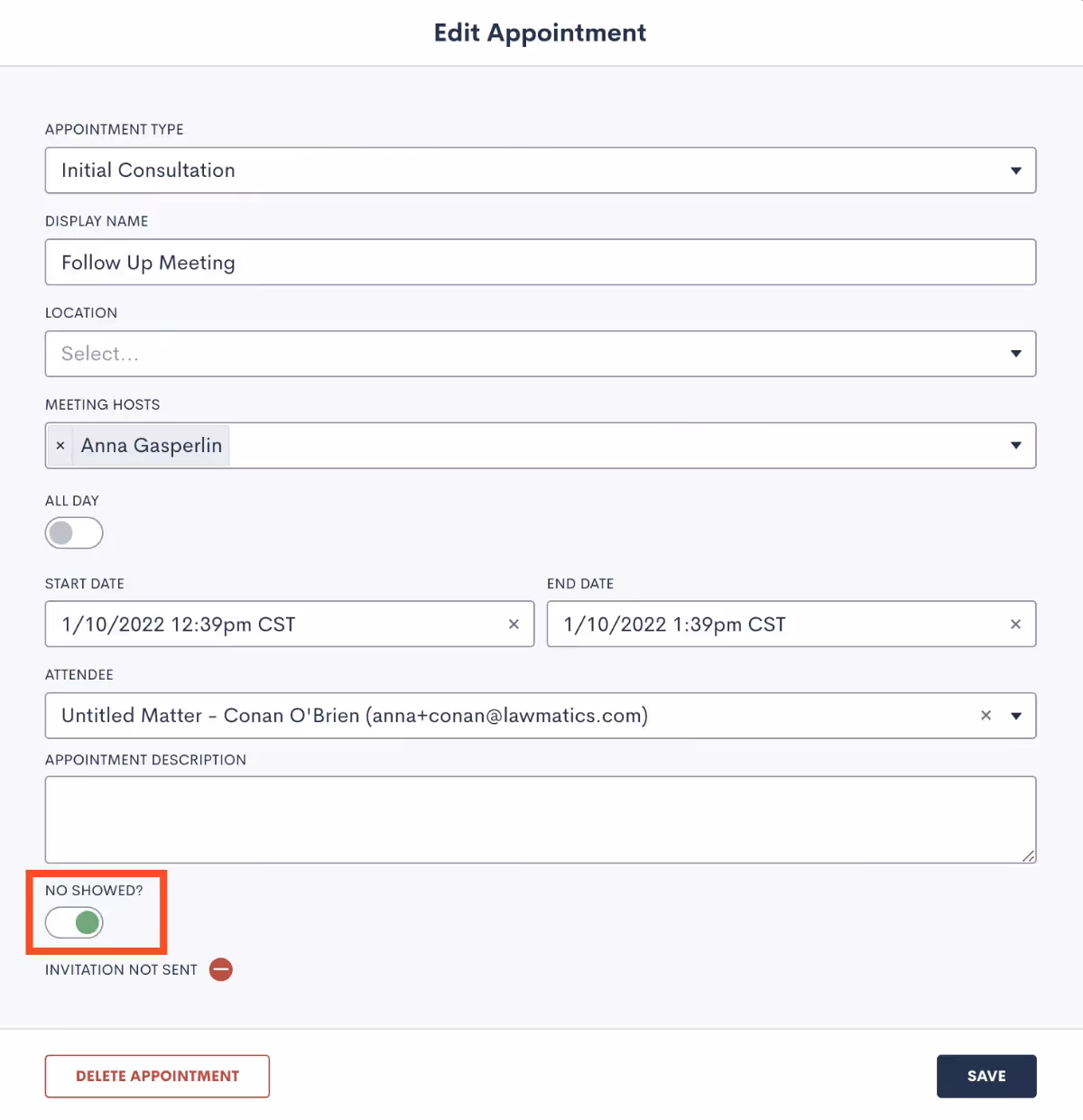 No-Show Toggle Button
