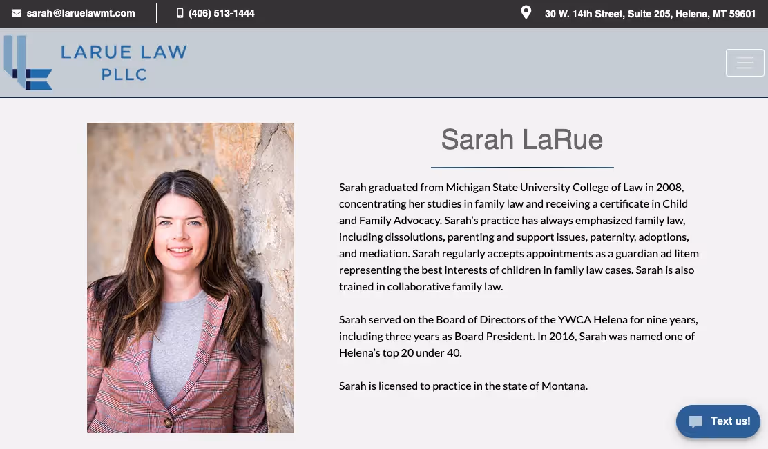 Sarah LaRue bio example