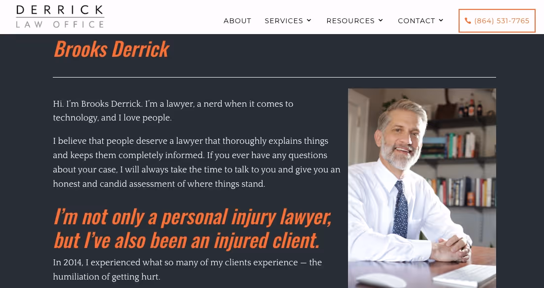 Derrick Law Office bio example