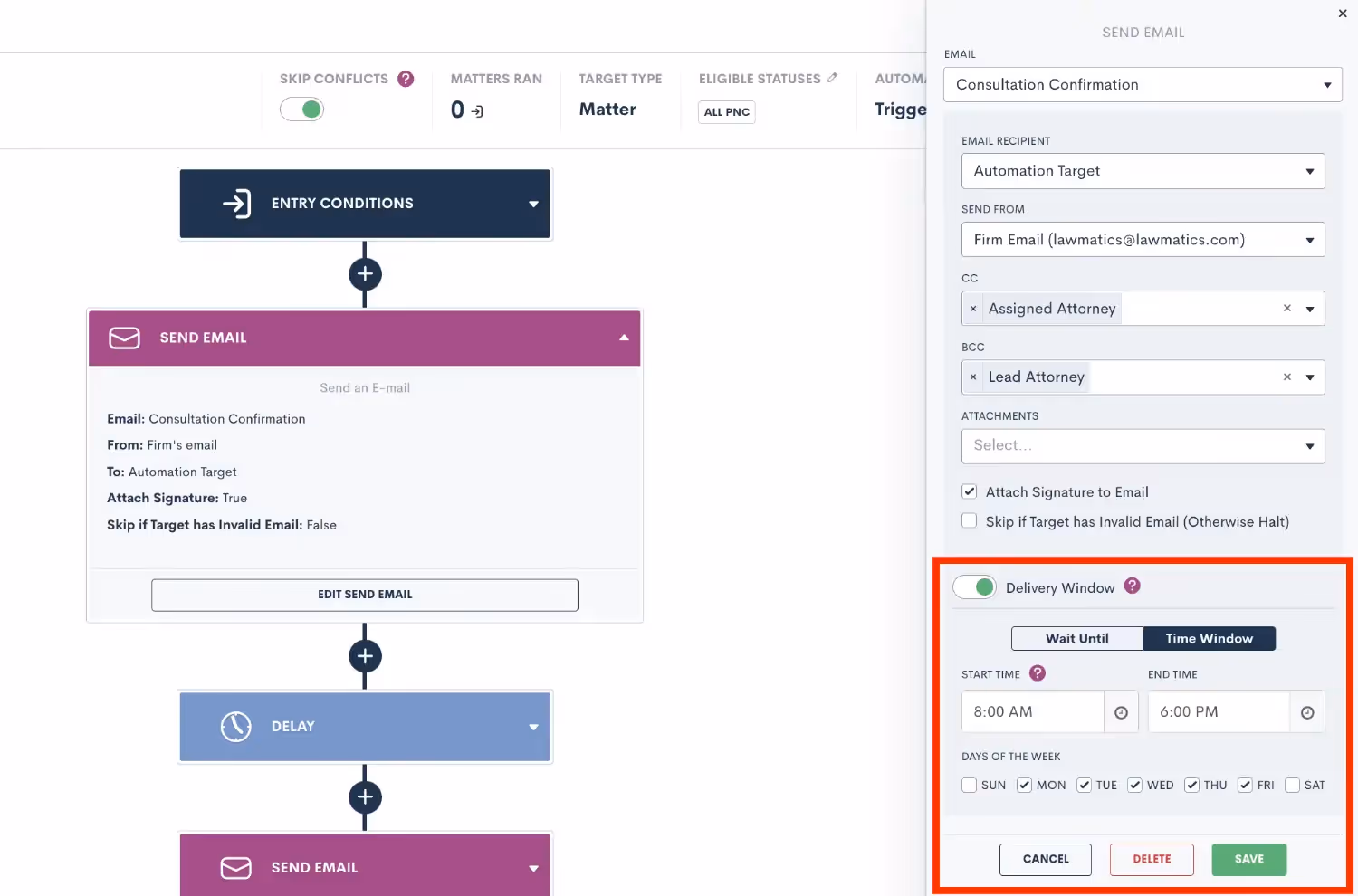 Set a delivery window