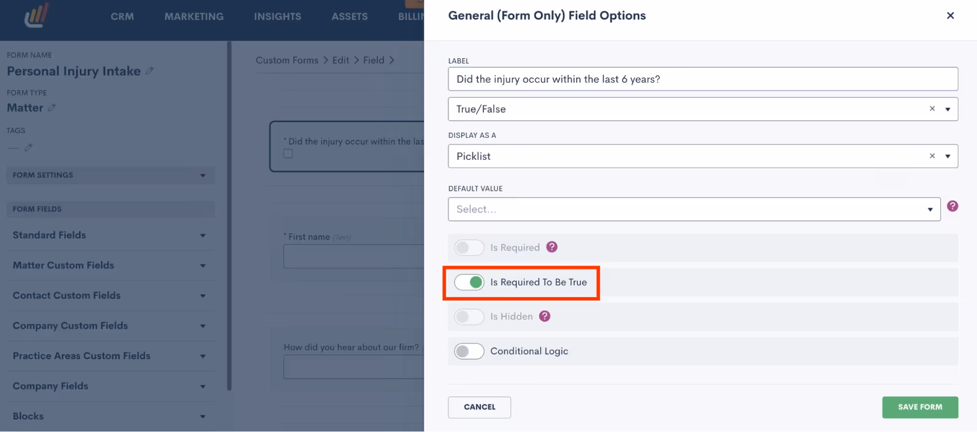 New display options for true/false Custom Fields