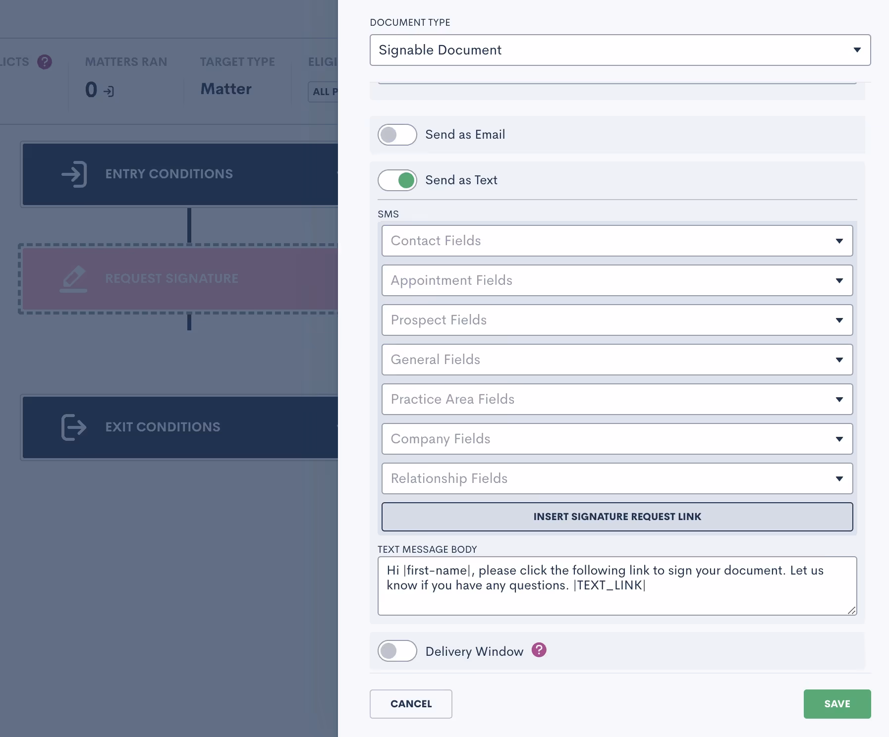 Collect e-signatures directly from your client’s phone