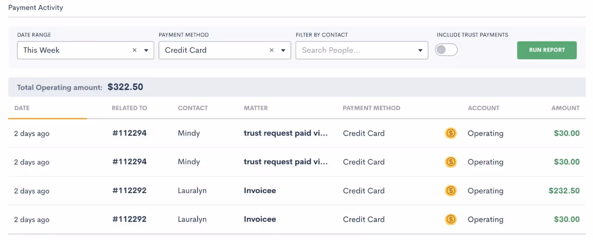 Payment Activity Report