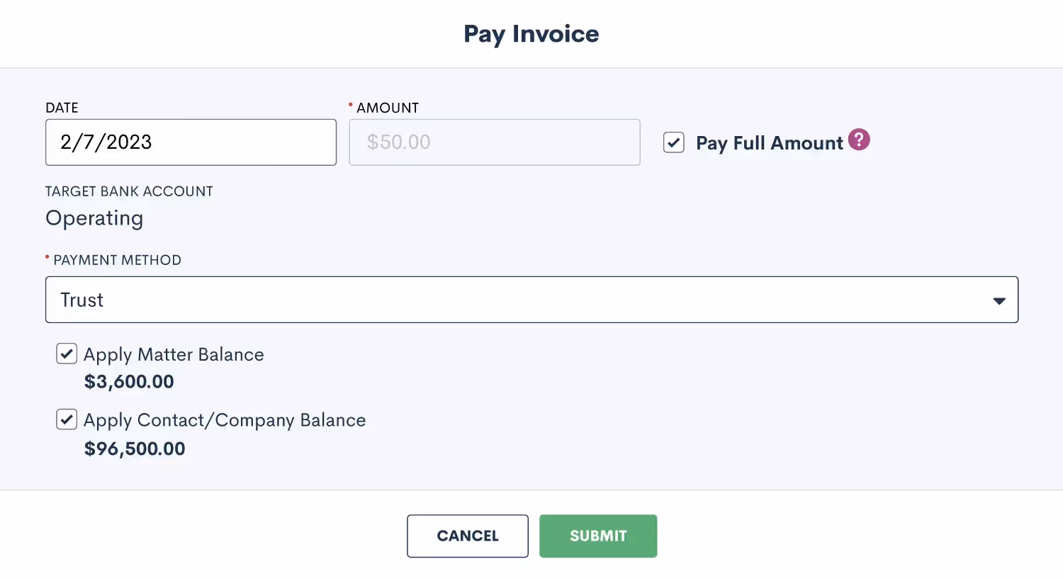 Pay Invoice From Trust Account
