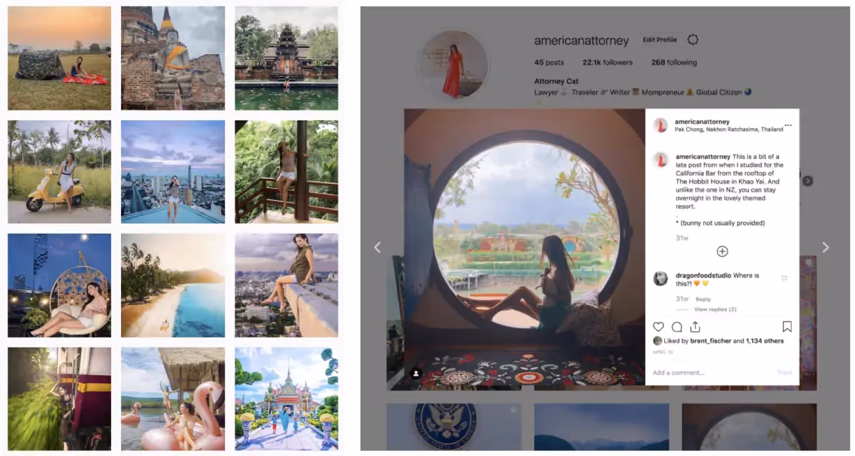 A portion of Catherine Tang's Instagram feed.