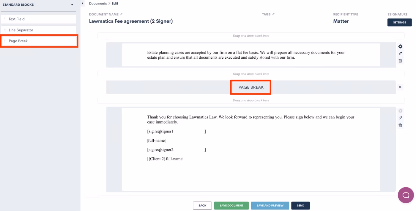 Add Page Breaks to Custom Built Documents