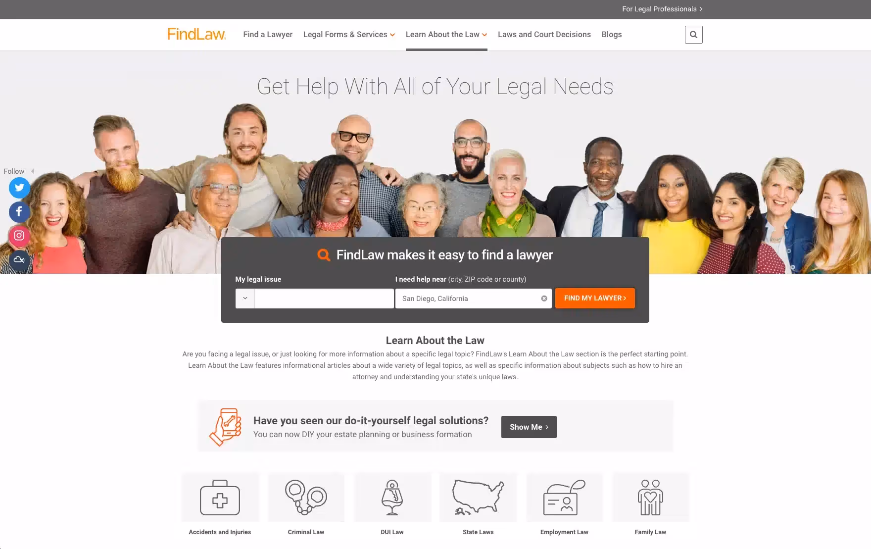 FindLaw home page