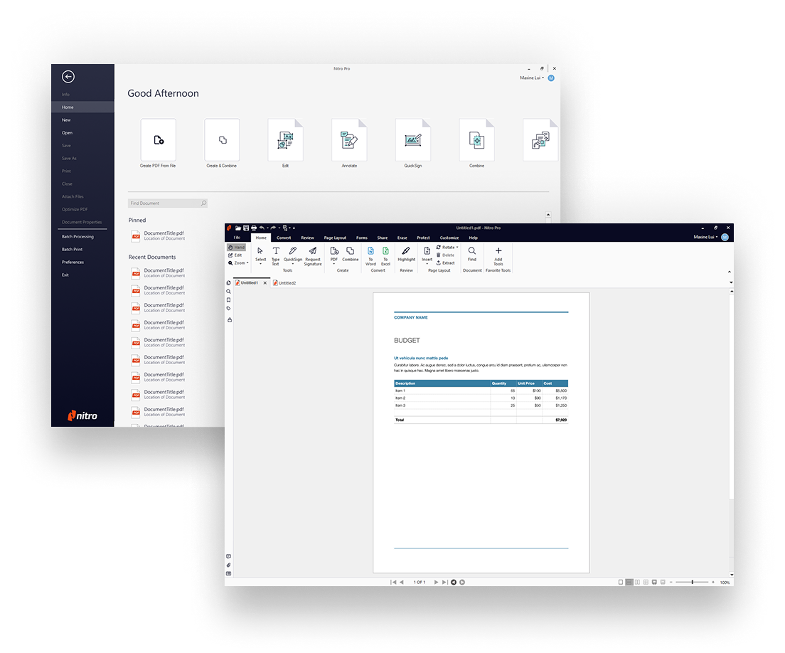 new Nitro PDF Pro for Windows UI