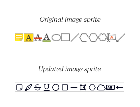 Example of image sprites with icons placed inside